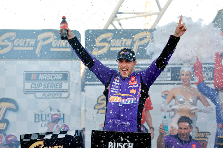 Tears of triumph: Denny Hamlin wins emotional race in Las Vegas, secures championship spot